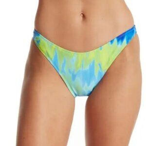 Kendall + Kylie Bikini Swim Bottoms Size L Tie Die High Cut Low‎ Rise NWT